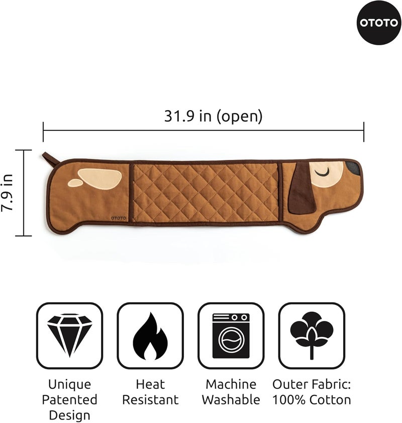 OTOTO Hot-Dog Double Oven Mitts Cute Funny - Gifts for Dog Lovers, Dachshund Themed Gifts, Heat Resistant, Kitchen Gadgets (Brown) - Image 3